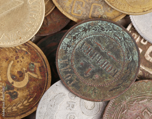 Close up of old coins. photo