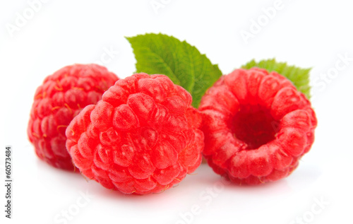 Sweet raspberry with leafs