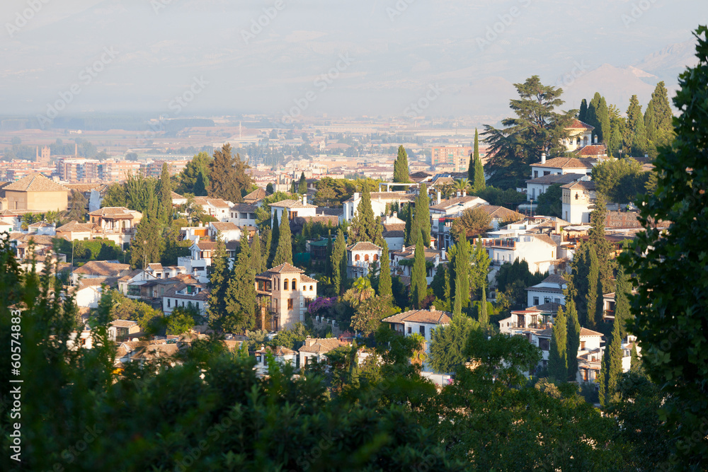 Granada, view of the Arab quarter early in the morning