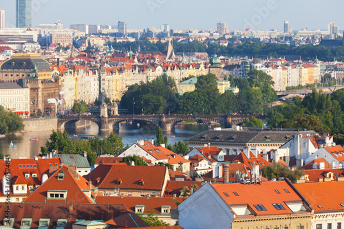 View of the historical districts of Prague