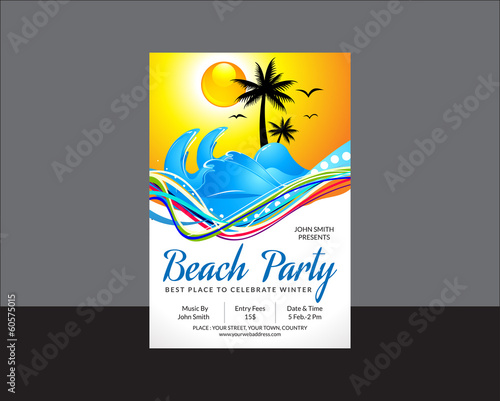 abstract beach party flyer