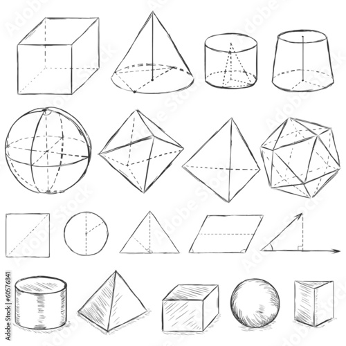 vector set of dirty sketch geometric shapes