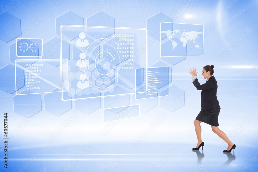 Composite image of angry businesswoman gesturing Composite image of angry businesswoman gesturing
