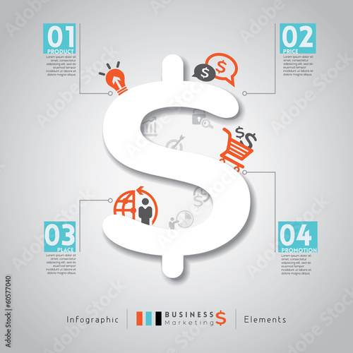 Modern style layout with 4 P Marketing Business concept