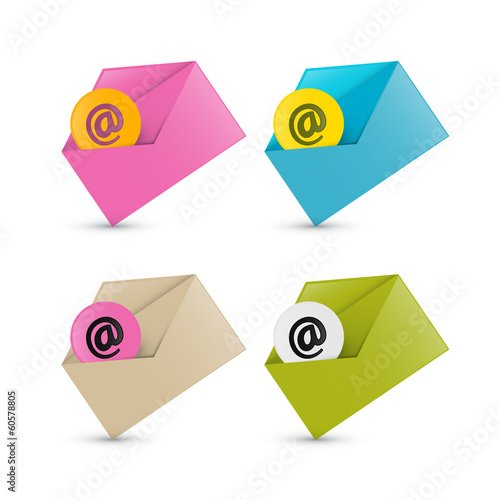 E-mail, Email Icons, Four Envelope sets