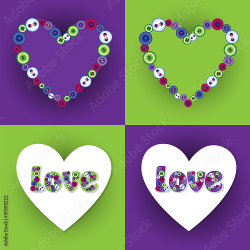 Tableau sur toile purple hearts set with the buttons