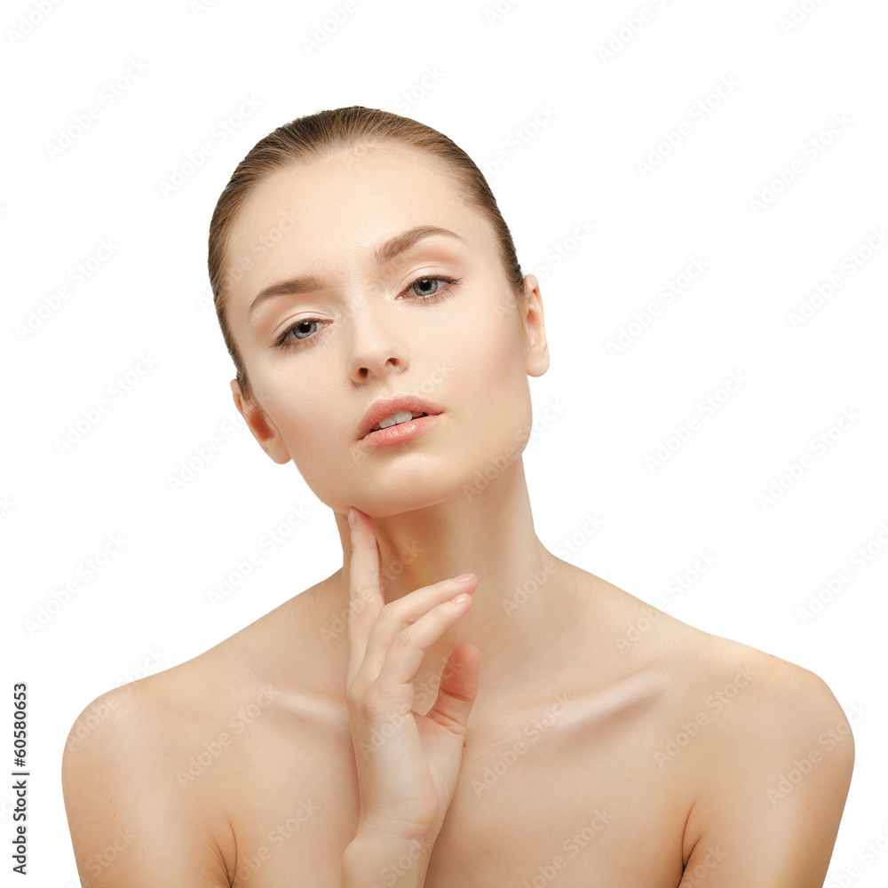Beauty Portrait. Beautiful Woman Touching her Face. Perfect Fres Beauty Portrait. Beautiful Woman Touching her Face. Perfect Fres