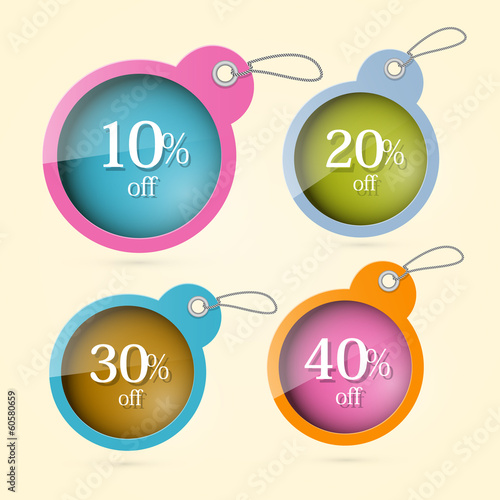 Sale, Discount Vector Circle Labels with Strings Set