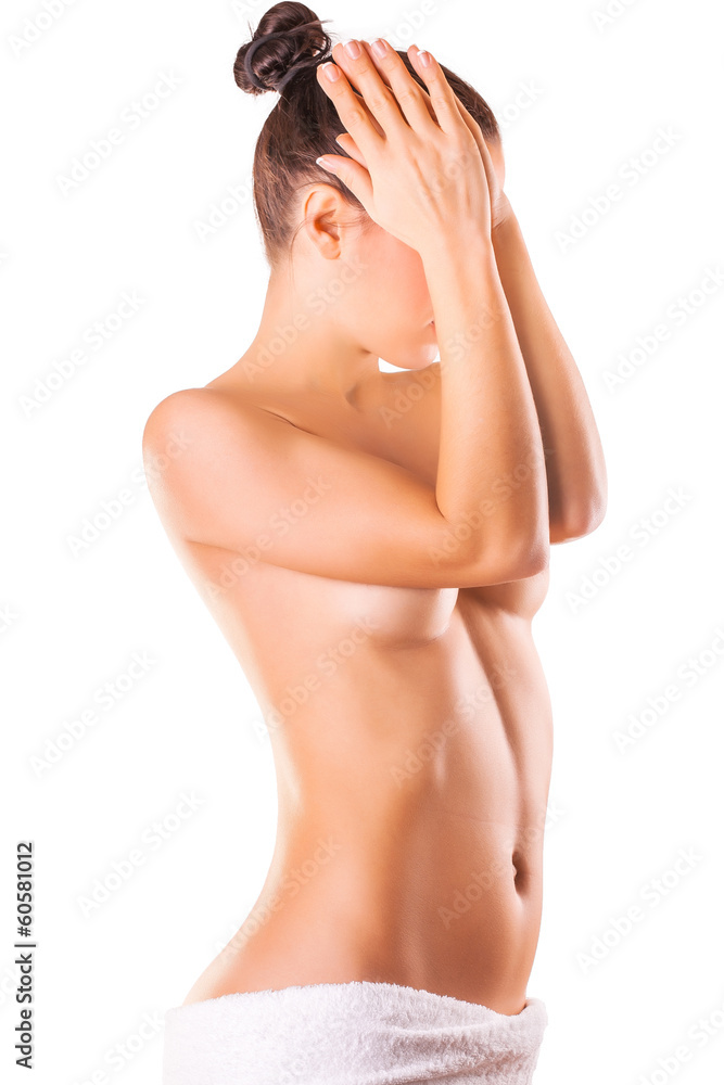 Obraz premium naked woman is hiding her fase