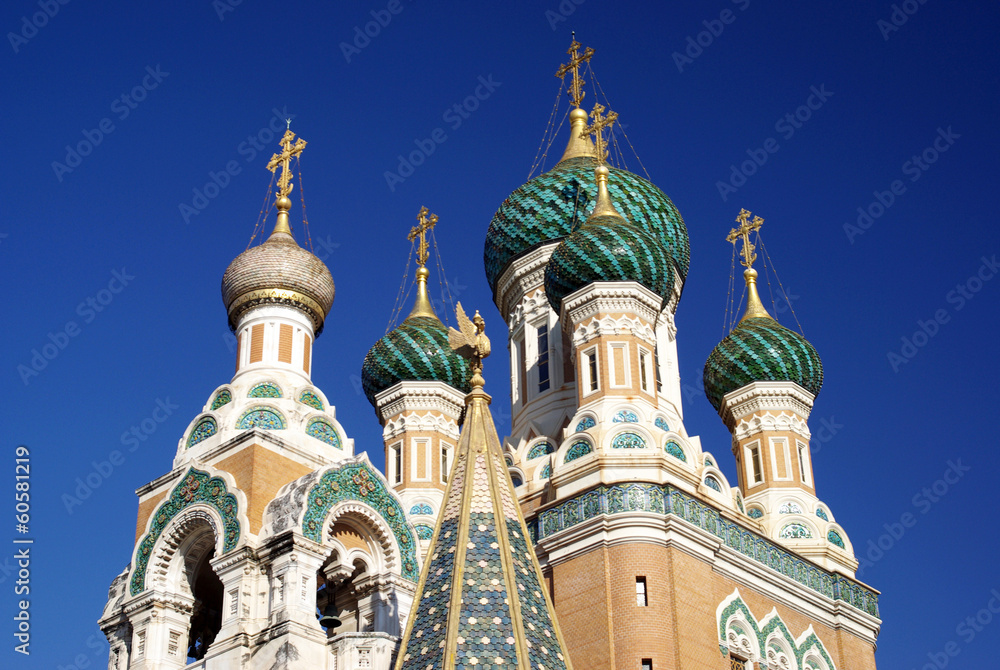 Domes of Russian Orthodox Church in Nice, France