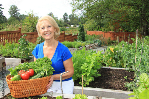 Senior gardener and vegetables. © Barbara Helgason