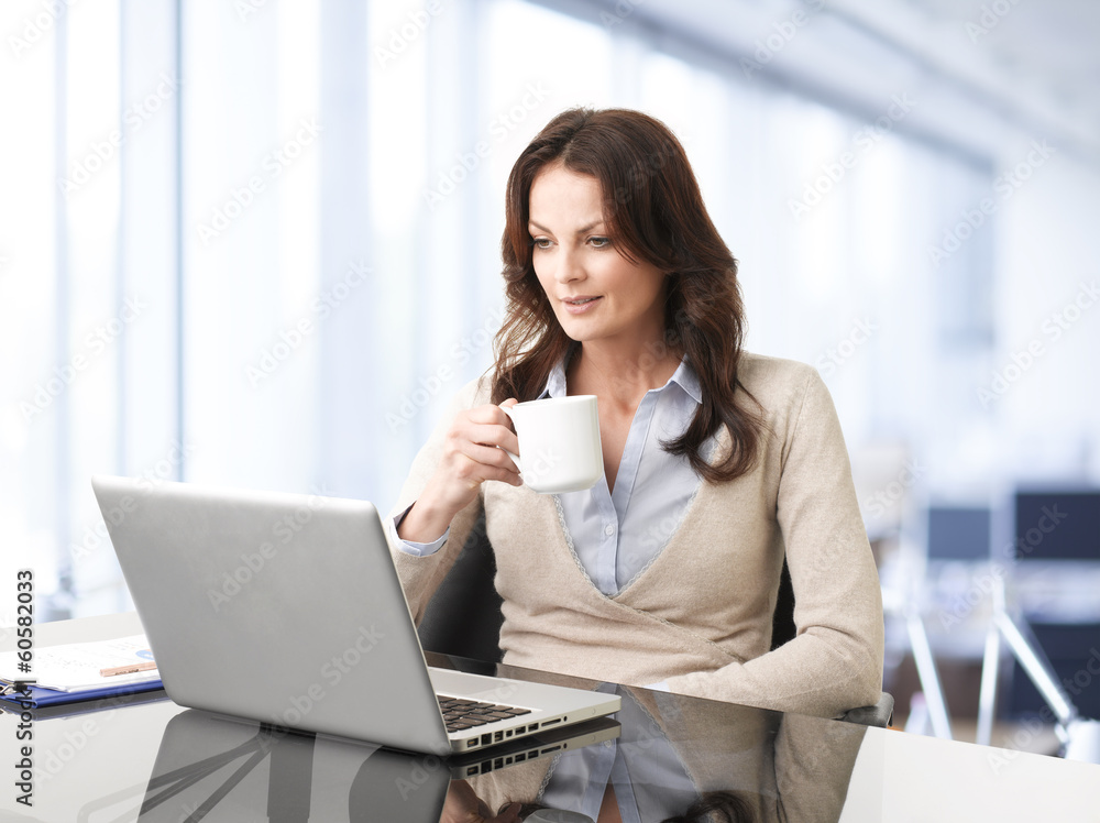 Professional businesswoman working on laptop Professional businesswoman working on laptop
