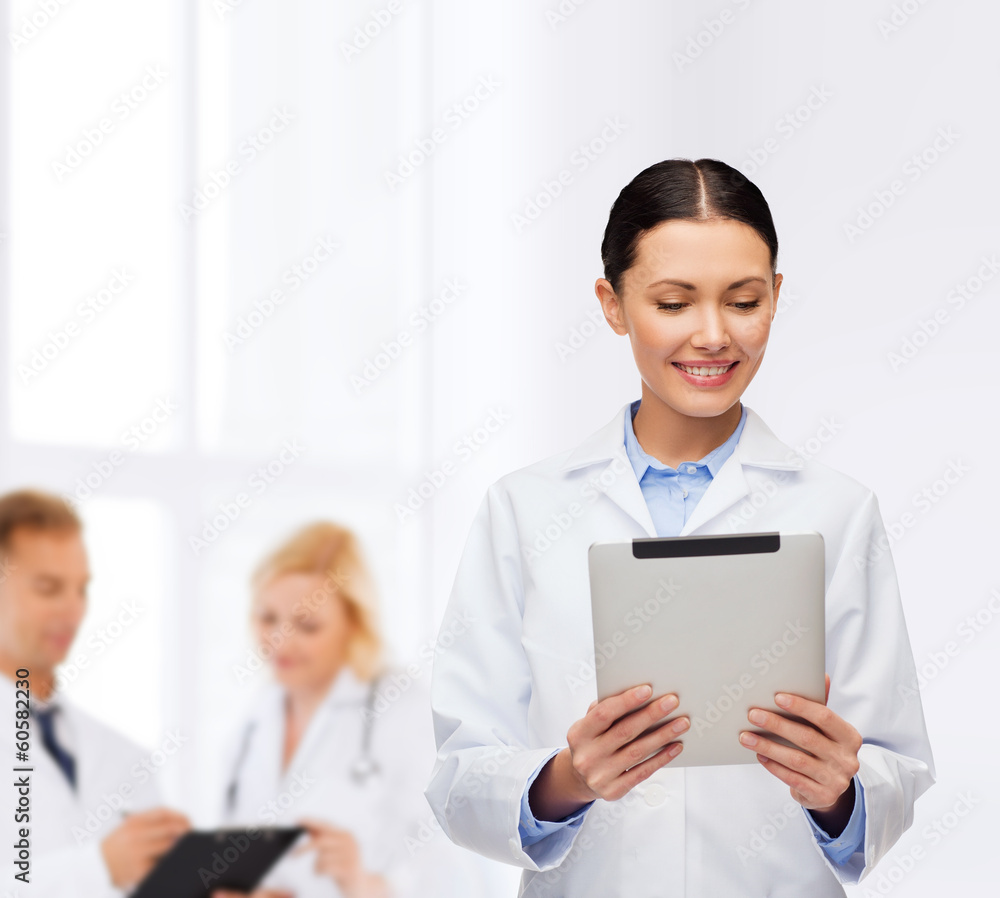 female doctor without stethoscope and tablet pc female doctor without stethoscope and tablet pc