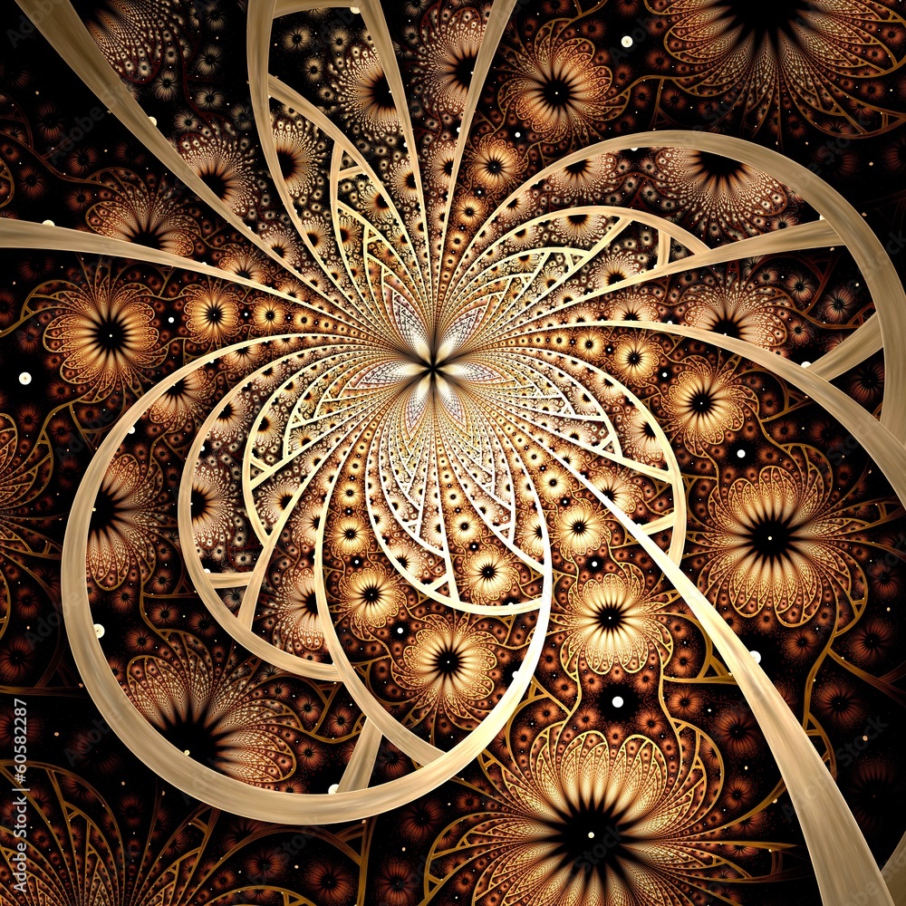 Naklejka premium Symmetrical fractal flower, digital artwork for creative graphic