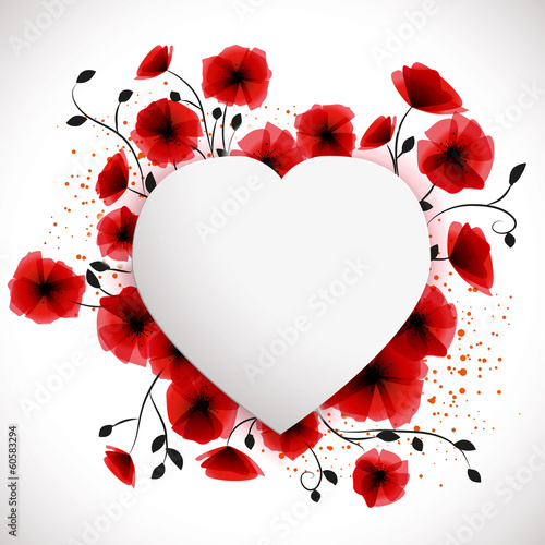 Coeur et coquelicots