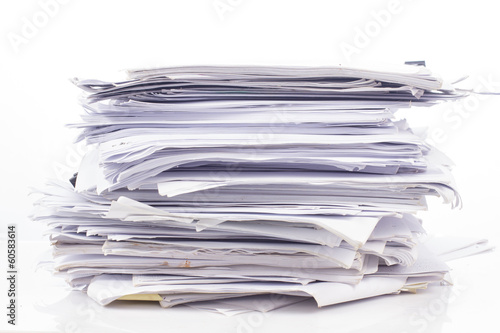 Piled up office work papers photo