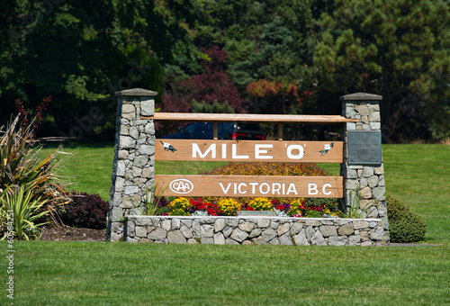 Mile 0, the beginning of highway 1 in Victoria BC, Canada