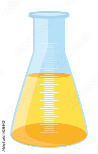 Yellow lab beaker with measures