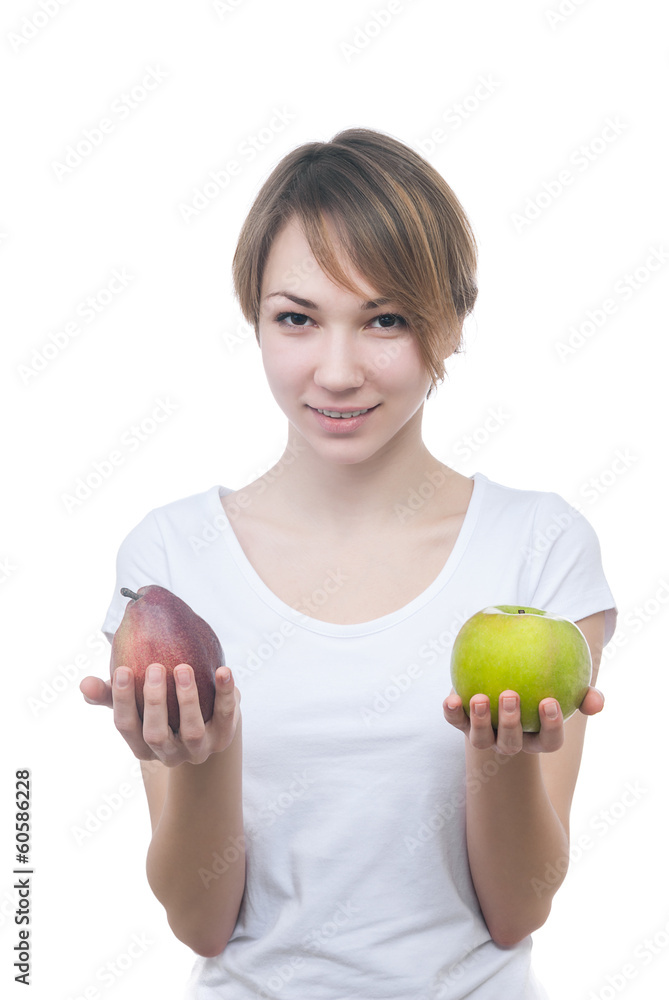 Pretty young girl with green apple Pretty young girl with green apple