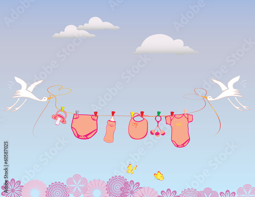 Newborn greeting card for baby girl