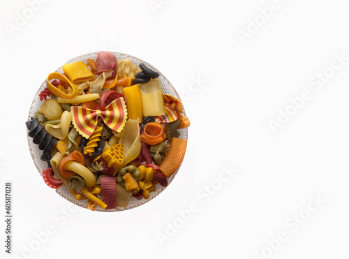 colorful pasta mix isolated on white