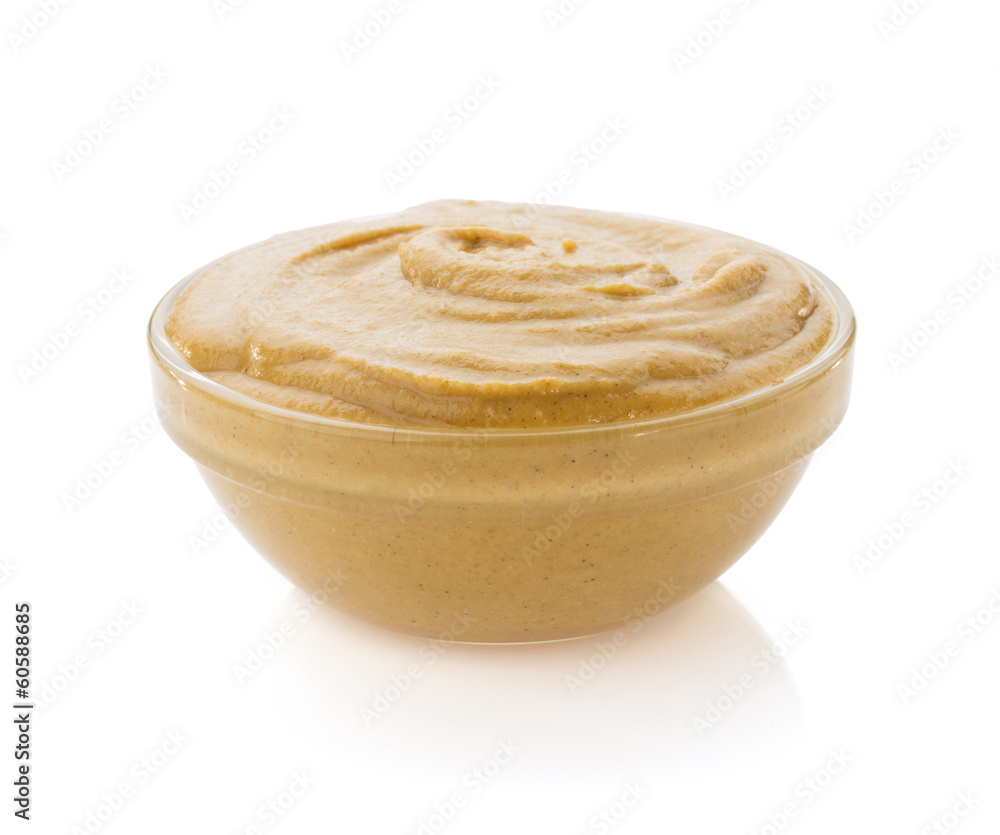 mustard sauce in bowl on white mustard sauce in bowl on white