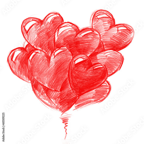 Red Balloons in the shape of Hearts