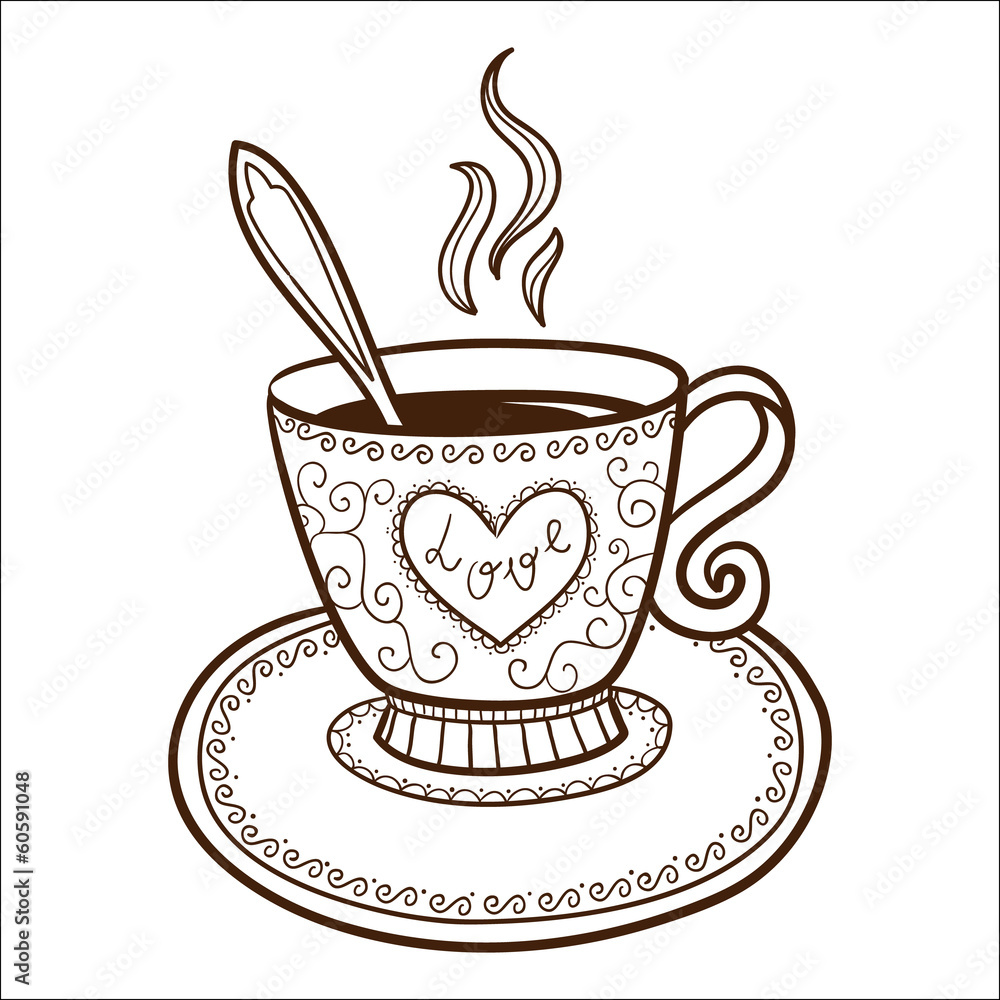 Tea or coffee cup with heart Tea or coffee cup with heart