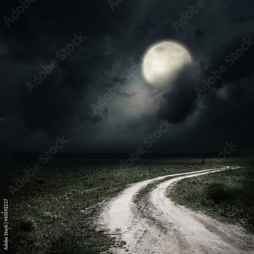 moonrise over ground road