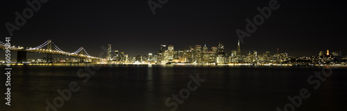 San Francisco Night Skyline and BayBridge © onelifearts