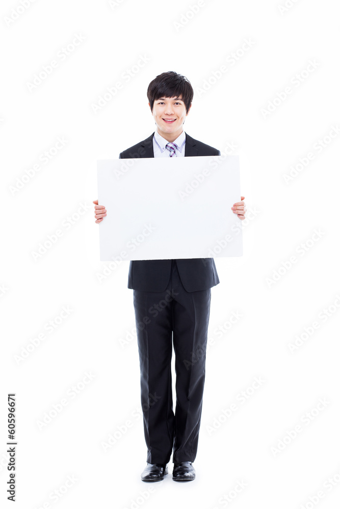 Young Asian business man holding a pannel. Young Asian business man holding a pannel.