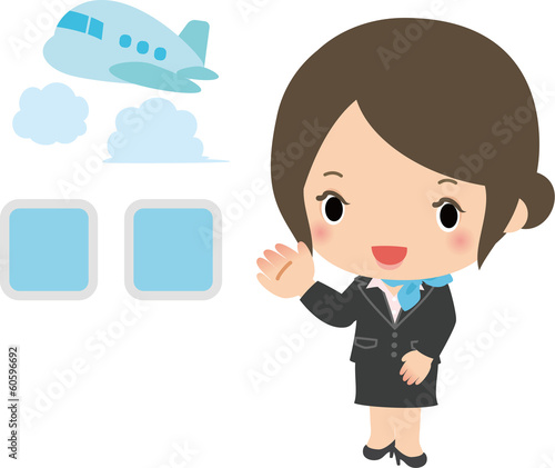 旅客機の女性乗務員