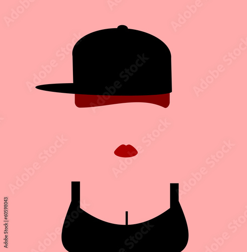 woman wearing hip hop style with baseball cap and bandanna