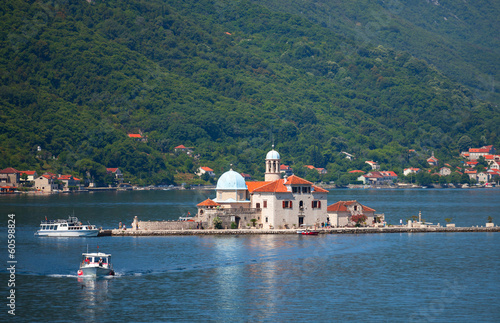 Our Lady of the Rocks. Island with small Church in Kotor Bay