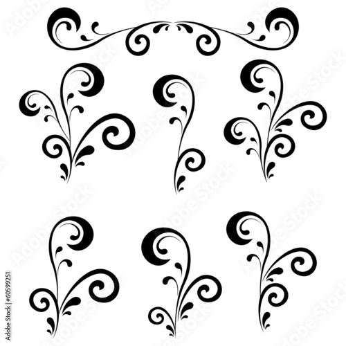 Abstract floral patterns, silhouettes