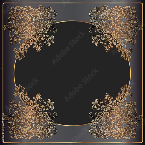 Luxury gold frame on black background