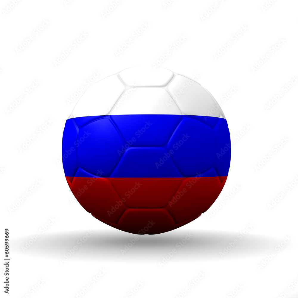 Russian Federation flag textured on soccer ball , clipping path Russian Federation flag textured on soccer ball , clipping path