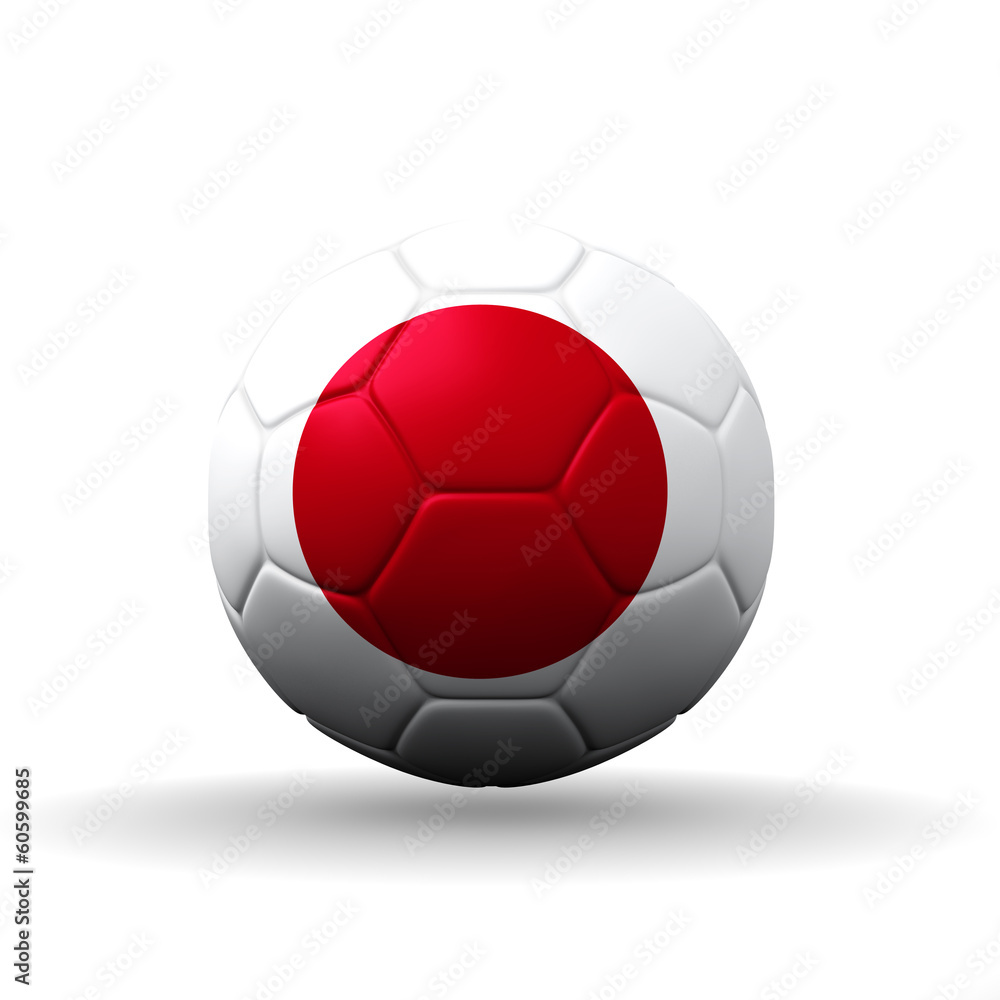 Japan flag textured on soccer ball , clipping path included Japan flag textured on soccer ball , clipping path included
