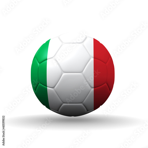 Italian Republic flag textured on soccer ball   clipping path in