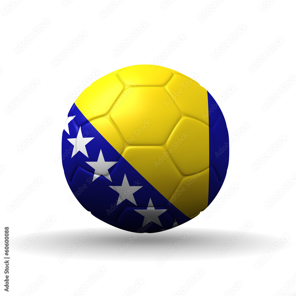 Bosnia and Herzegovina flag textured on soccer ball , clipping p Bosnia and Herzegovina flag textured on soccer ball , clipping p