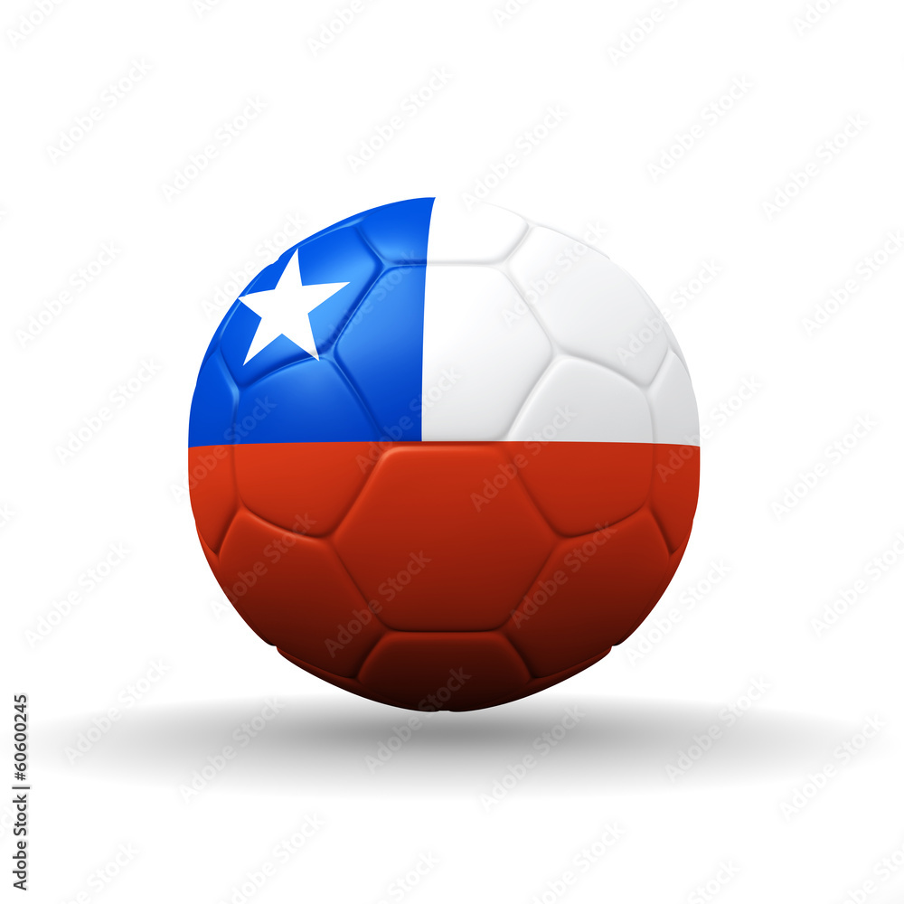 Republic of Chile flag textured on soccer ball , clipping path i Republic of Chile flag textured on soccer ball , clipping path i