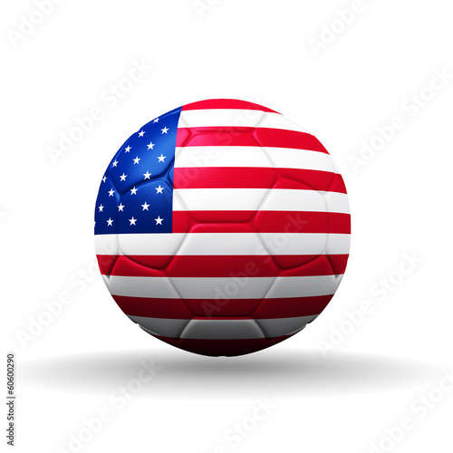 USA flag textured on soccer ball , clipping path included