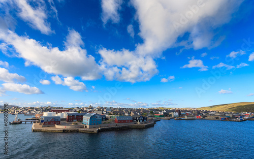 Lerwick town center under blue sky Shetland United Kingdom