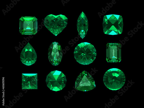group of emerald shape with clipping path photo