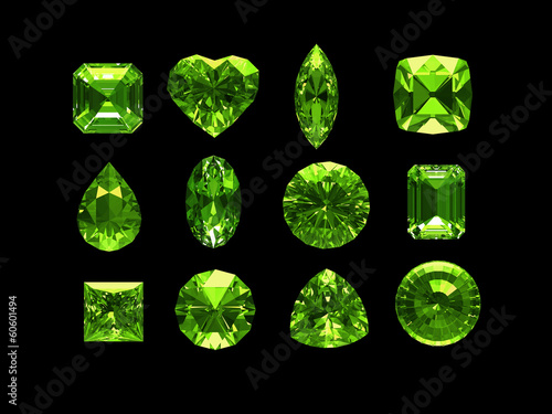 Group of peridot with clipping path photo