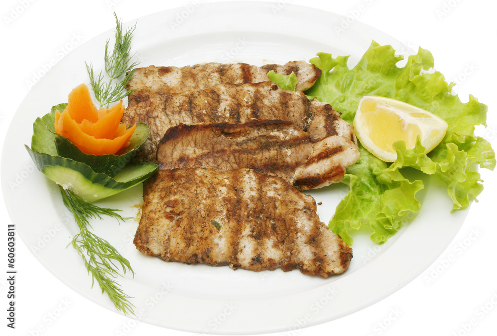 Grilled chicken breasts, vegetables and fresh salad Grilled chicken breasts, vegetables and fresh salad