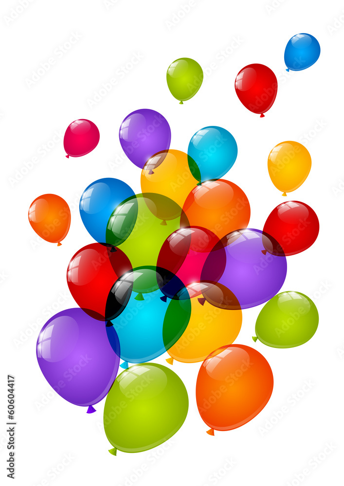 Color glossy balloons isolated on white