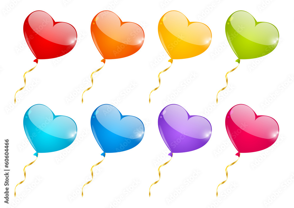 Set of color heart balloons