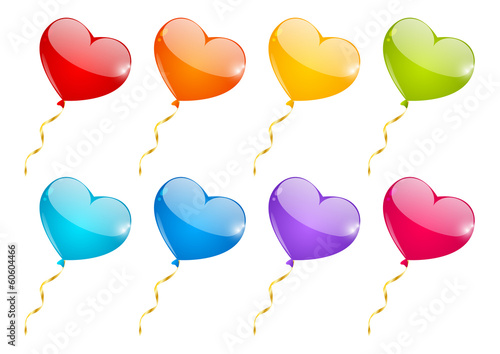 Set of color heart balloons
