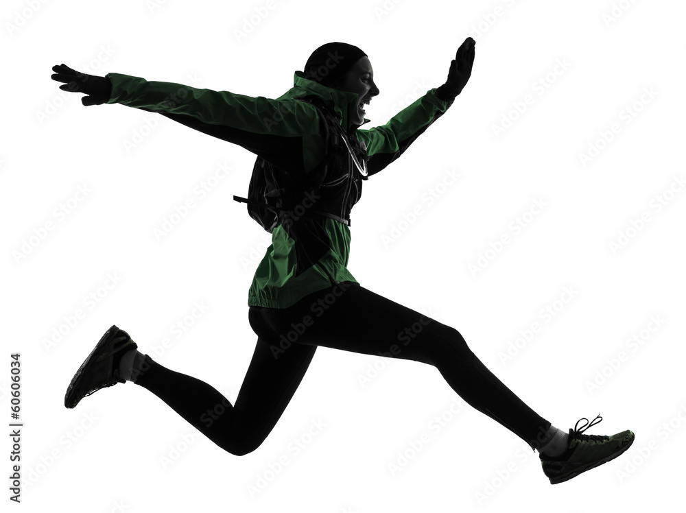 woman runner running trekking silhouette woman runner running trekking silhouette